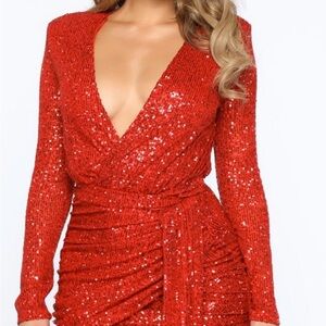 Elegant Red Sequin Dress
